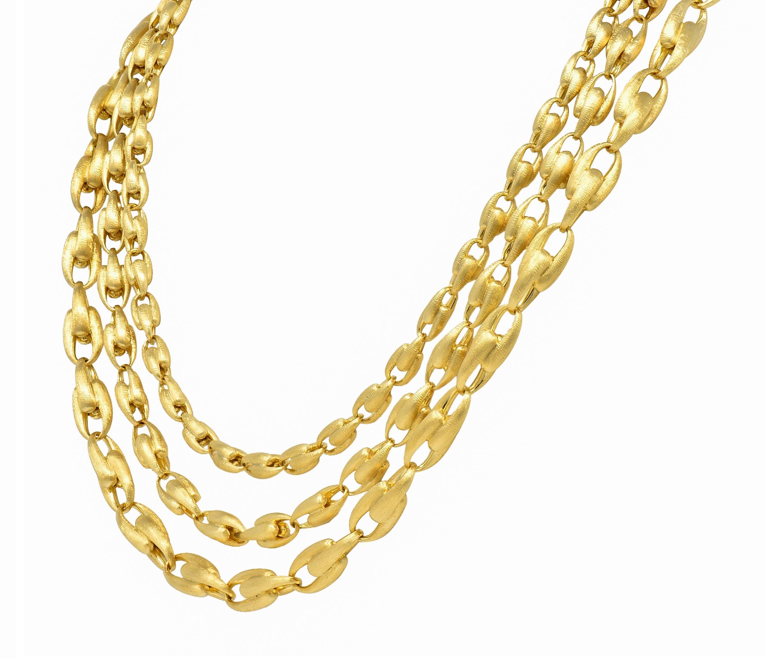 Maro Bicego Brushed 18 Karat Yellow Gold Multi-Strand U Link Lucia Necklace In Excellent Condition For Sale In Philadelphia, PA