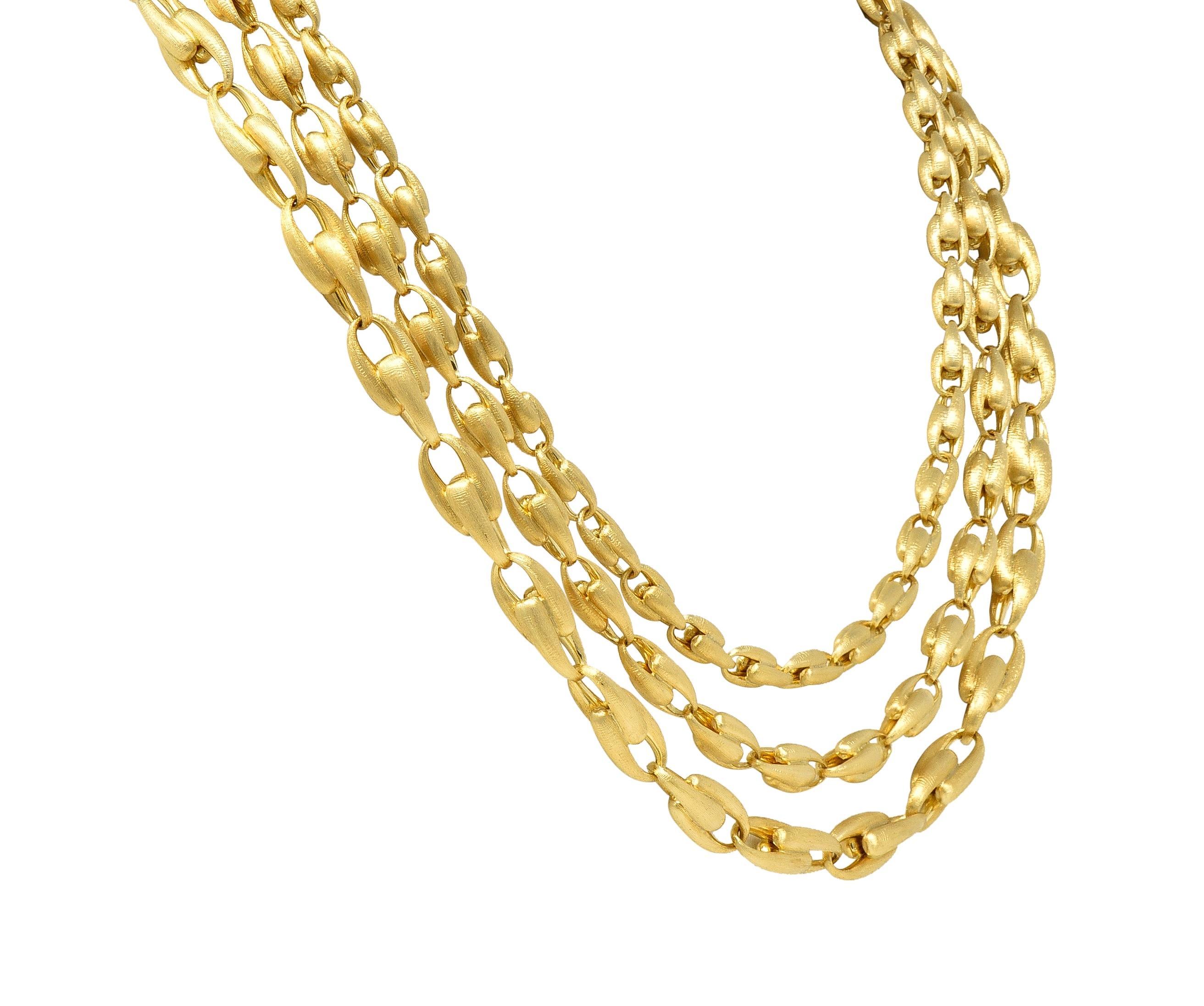 Women's or Men's Maro Bicego Brushed 18 Karat Yellow Gold Multi-Strand U Link Lucia Necklace For Sale