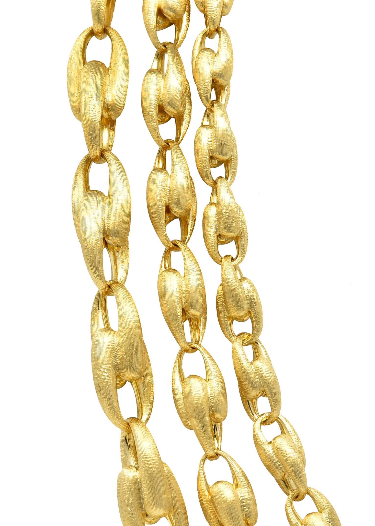 Maro Bicego Brushed 18 Karat Yellow Gold Multi-Strand U Link Lucia Necklace For Sale 3