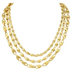 Maro Bicego Mehrreihige Lucia-Halskette aus gebürstetem 18 Karat Gelbgold mit U-Gliedern