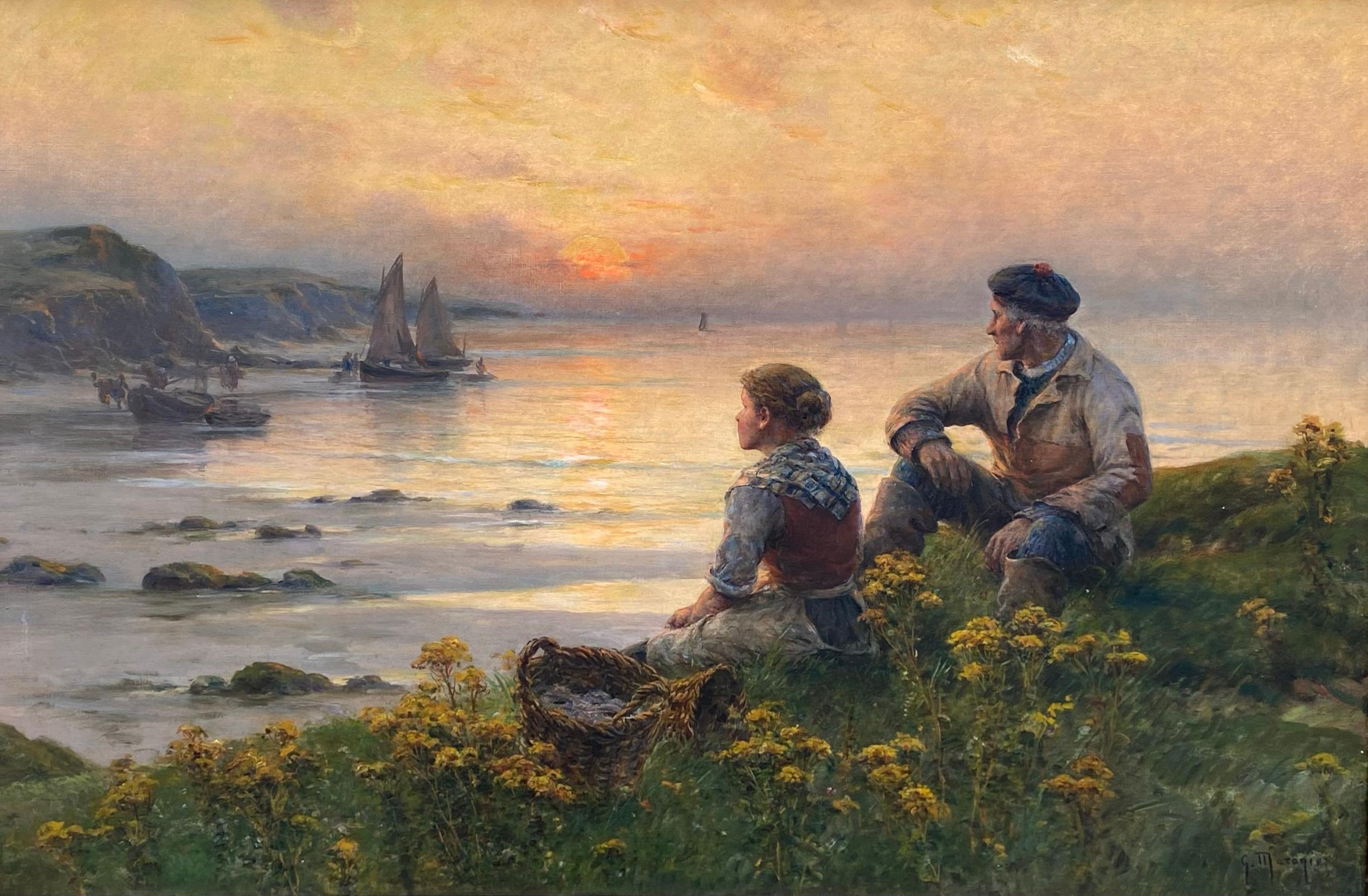 Georges Maroniez, Douai 1865 – 1933 Paris, French Painter, Sunset - Painting by Maroniez Georges