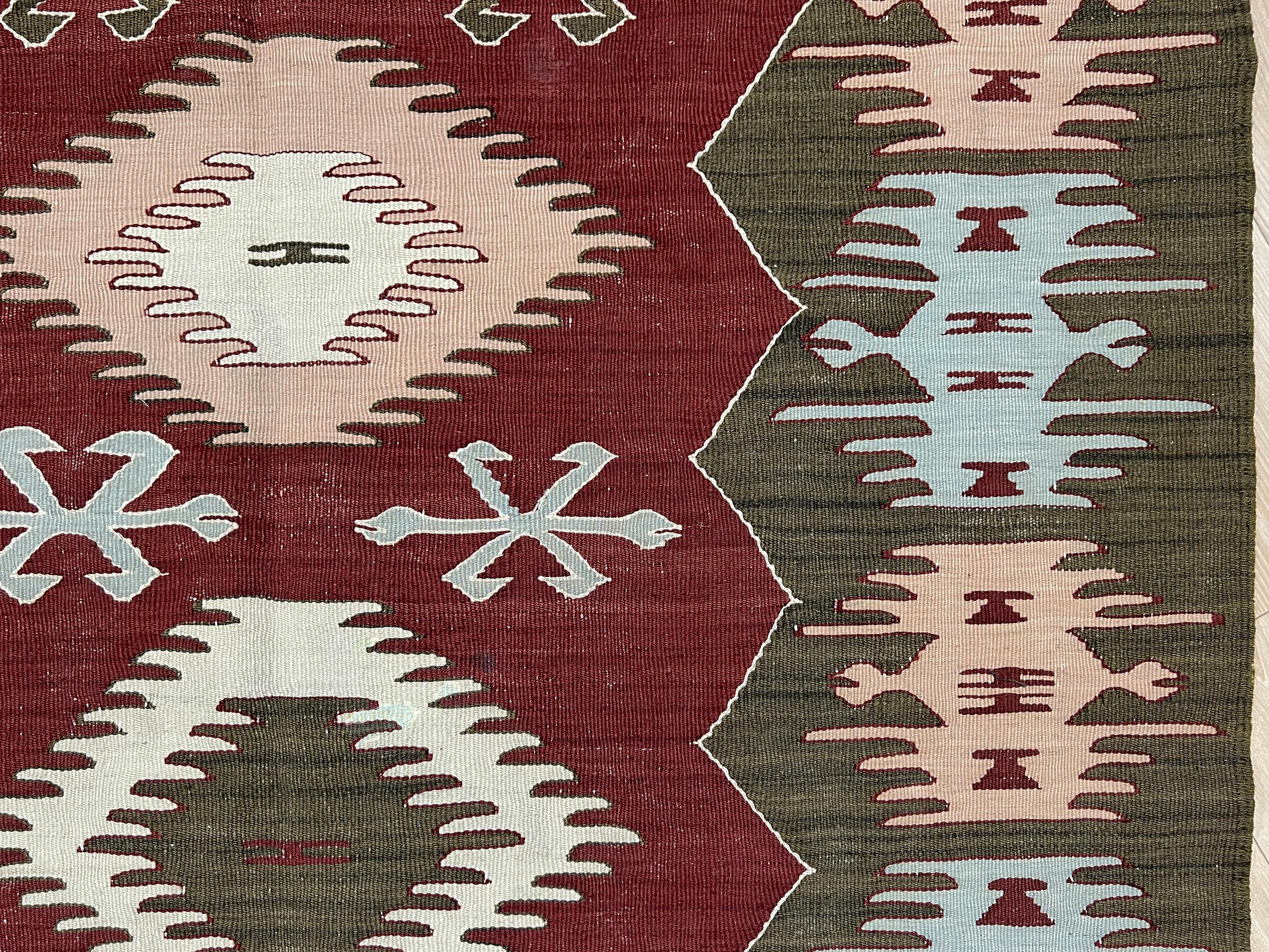 Kilim turc Afyon marron • Tapis vintage tissé à la main (4′×6′) • 1960s en vente 6
