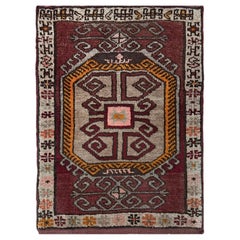 Kastanienbrauner anatolischer Yastik-Dorf-Miniteppich - • Vintage Türkische Badematte / Fußmatte