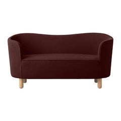 Maroon and Natural Oak Raf Simons Vidar 3 Mingle Sofa by Lassen