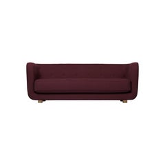 Maroon and Smoked Oak Raf Simons Vidar 3 Vilhelm Sofa by Lassen