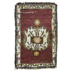 Maroon Brown Vintage Anatolian Mini Rug