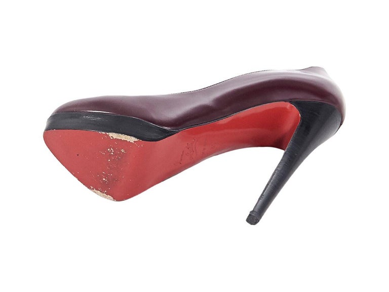 Maroon Christian Louboutin Leather Platform Pumps For Sale at 1stDibs