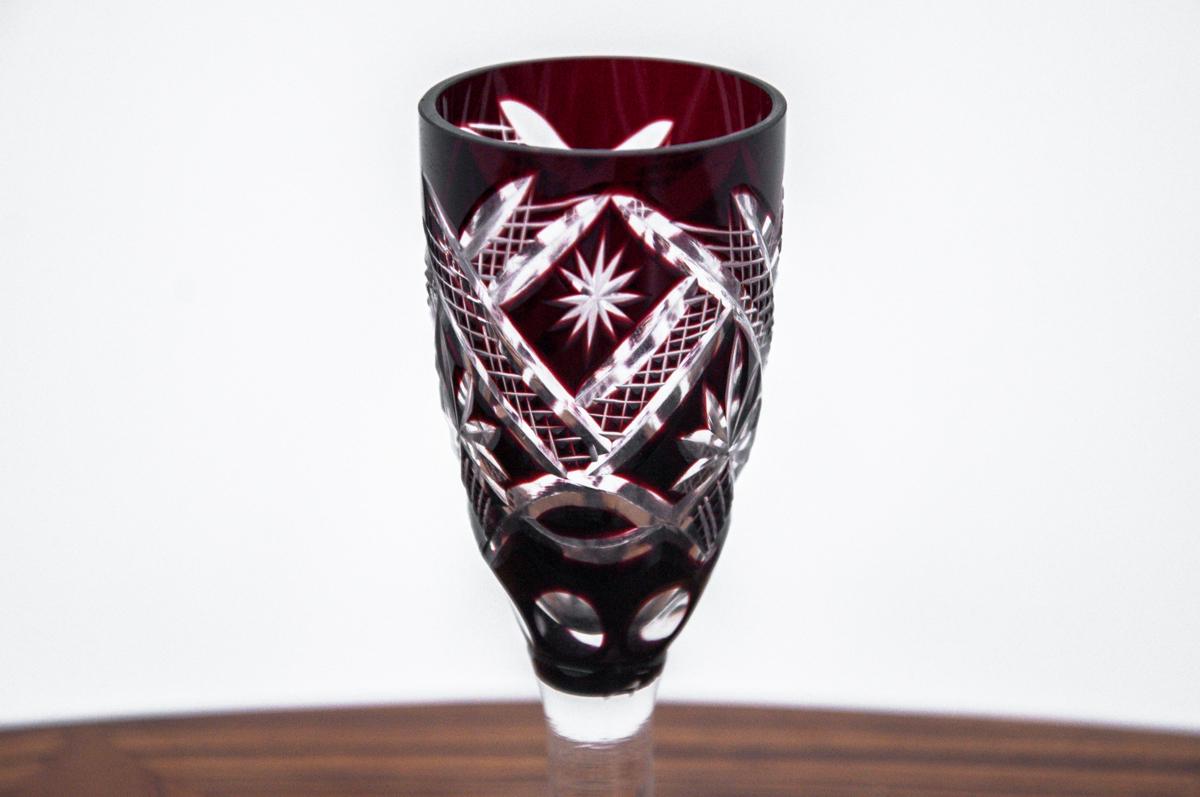 Maroon Crystal Decanter with Five Glasses, Germany, 1960s 4