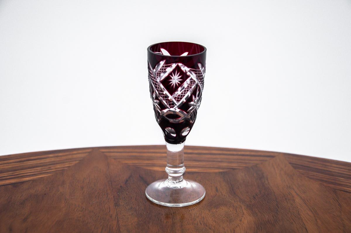 Maroon Crystal Decanter with Five Glasses, Germany, 1960s 2