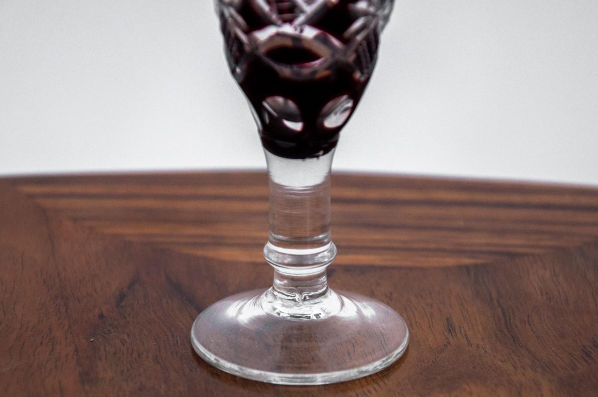 Maroon Crystal Decanter with Five Glasses, Germany, 1960s 3