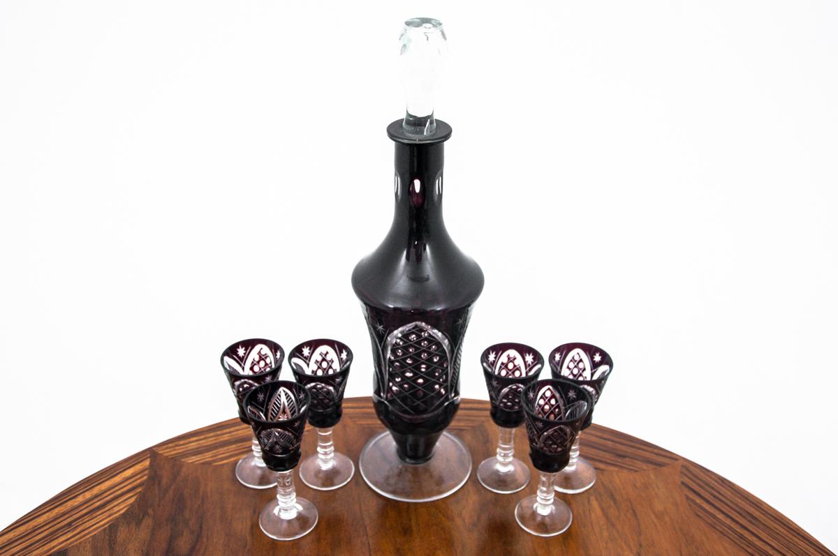 Mid-Century Modern Carafe carafe avec six verres, Allemagne, années 1960 en vente