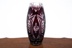 Maroon crystal vase, Poland, 1960s
