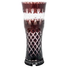 Maroon Crystal Vase, Poland, 1960s