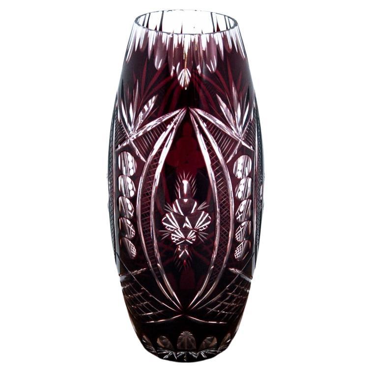 Maroon crystal vase, Poland, 1960s