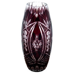 Maroon crystal vase, Poland, 1960s