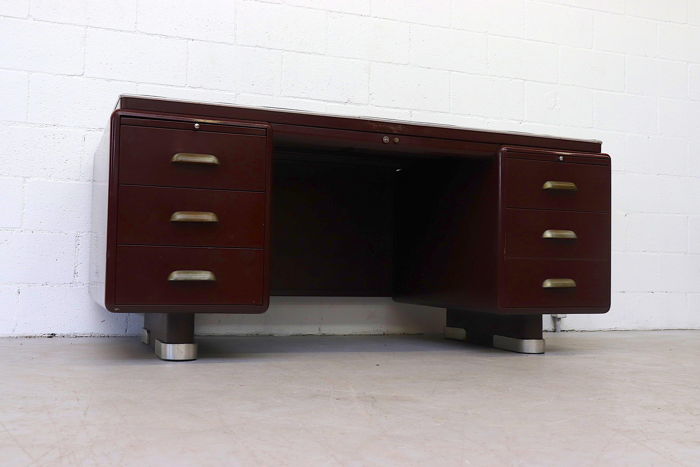 Mid-Century Modern Industrial Ahrend ODA Desk with Steel Accents