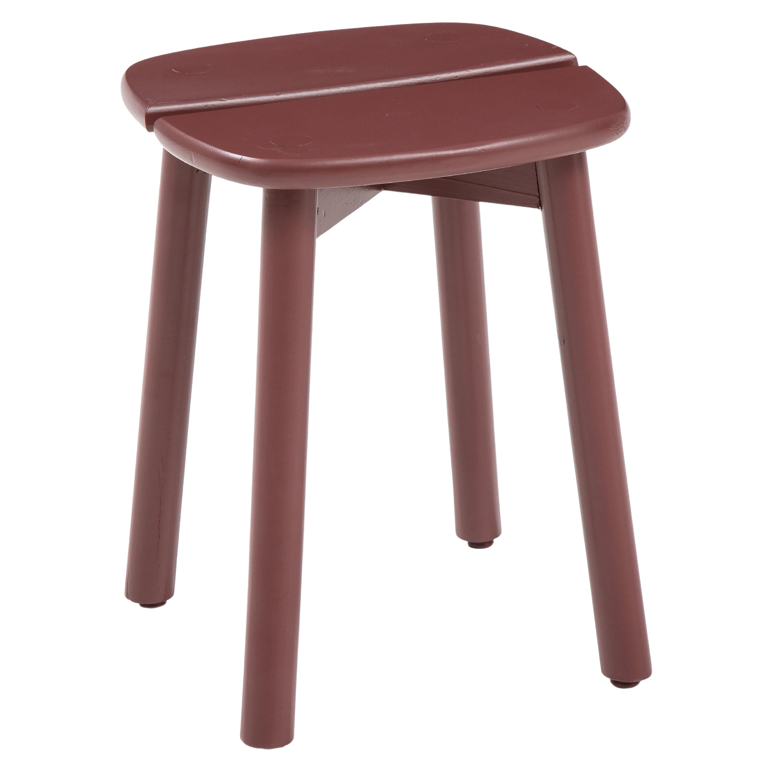 Maroonfarbener Buffethocker aus lackiertem Kiefernholz von Pierre Gautier-Delaye, 1950 im Angebot
