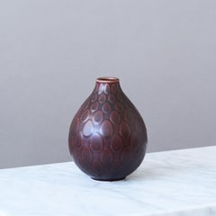Maroon 'Marselis' Faience Vase by Nils Thorsson Royal Copenhagen, Denmark, 1950s