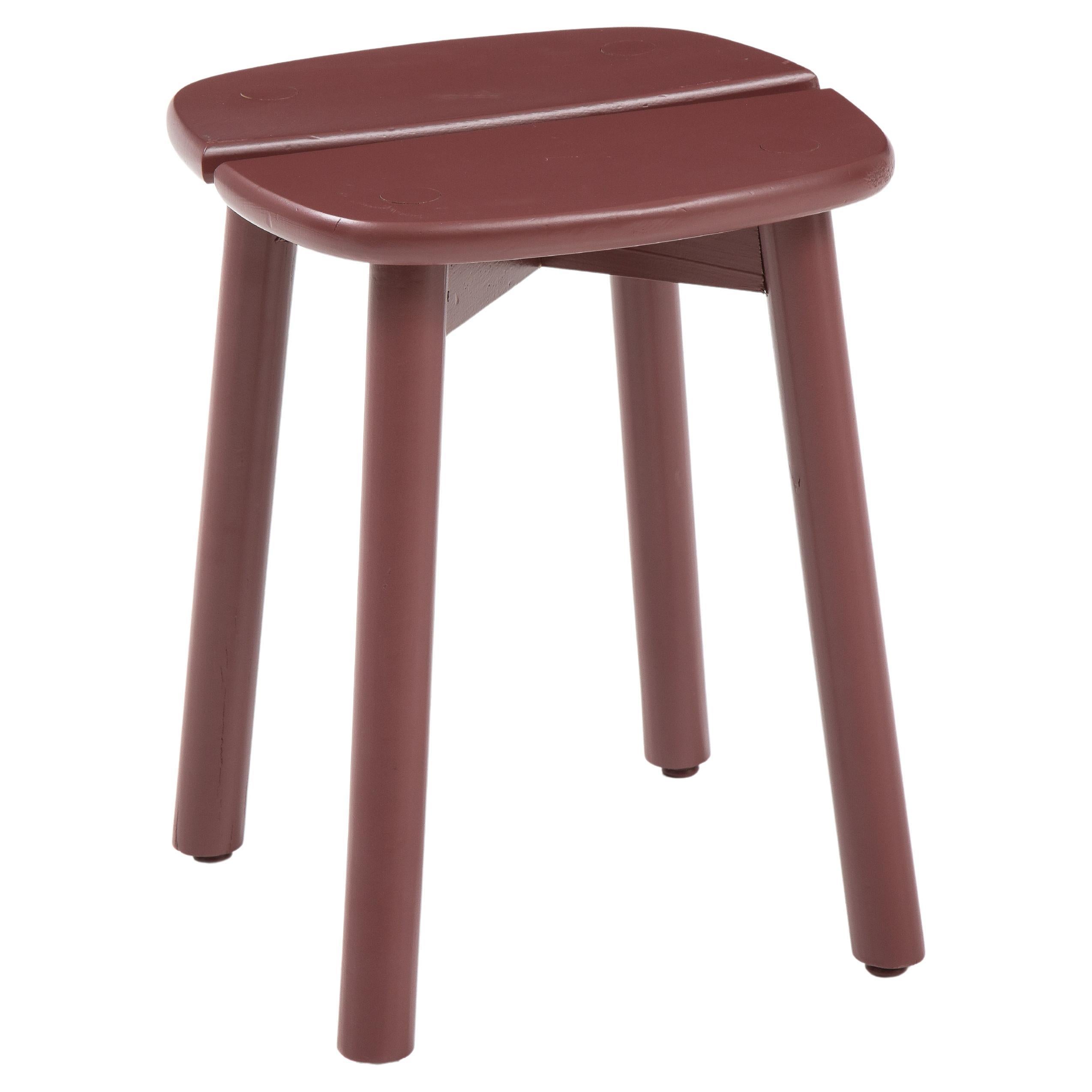 Maroon Painted Pine Buffet Stool in by Pierre Gautier-Delaye, 1950 For Sale