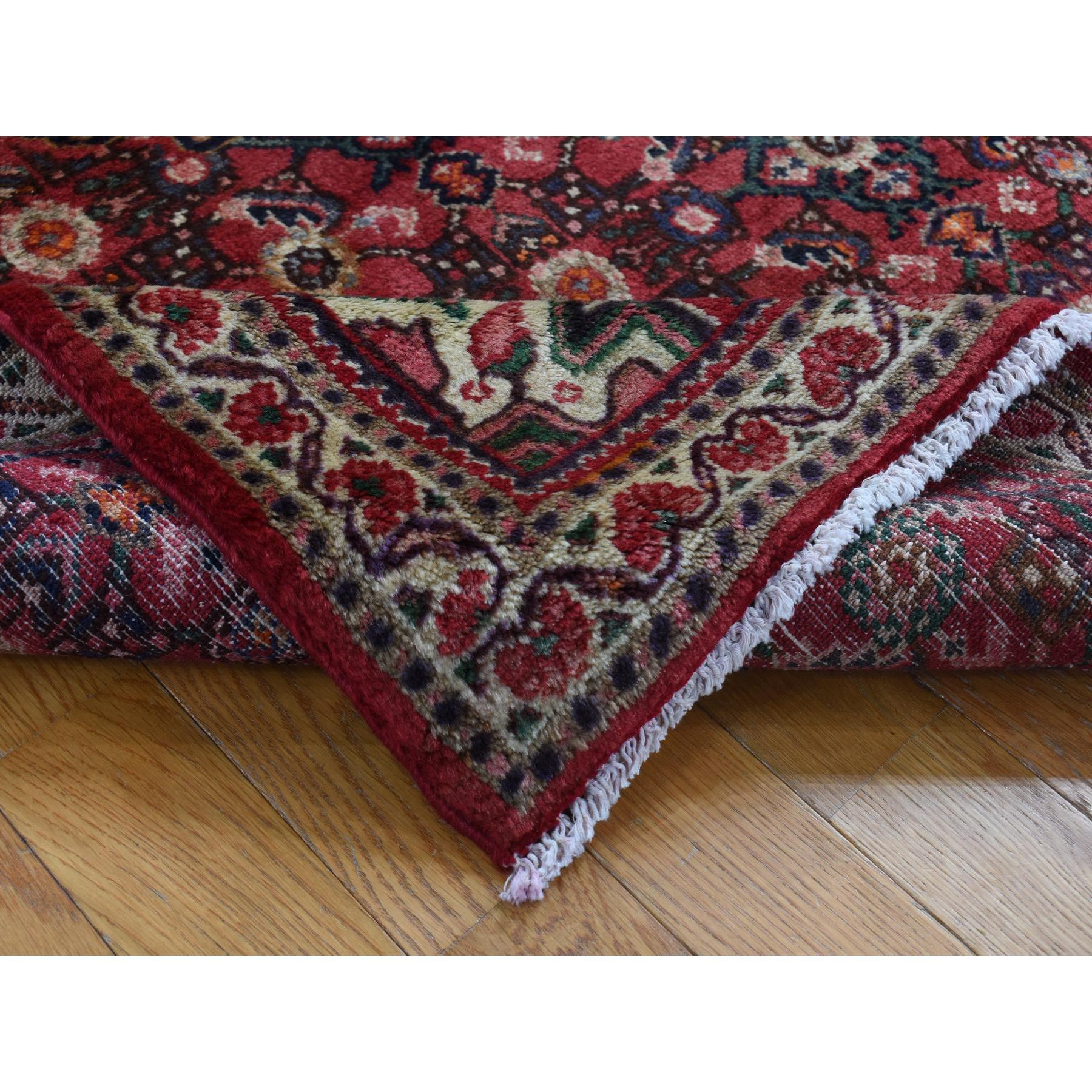 Medieval Maroon Red Vintage Fish Mahi Herat Design Clean Hand Knotted Pure Wool Rug For Sale
