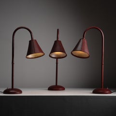 Maroon Leather Table Lamps by Valenti