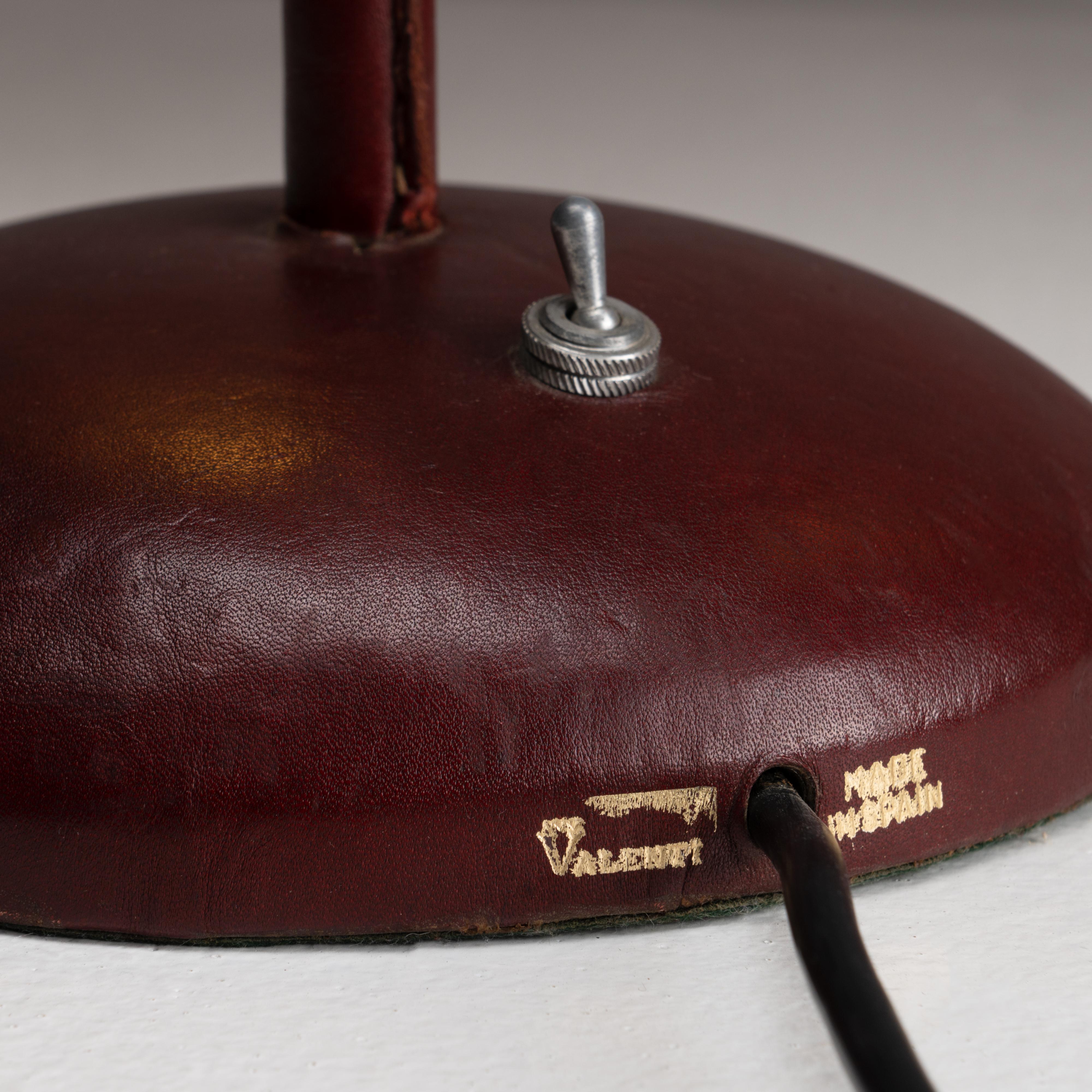 Maroon Leather Table Lamps by Valenti  In Fair Condition In Los Angeles, CA
