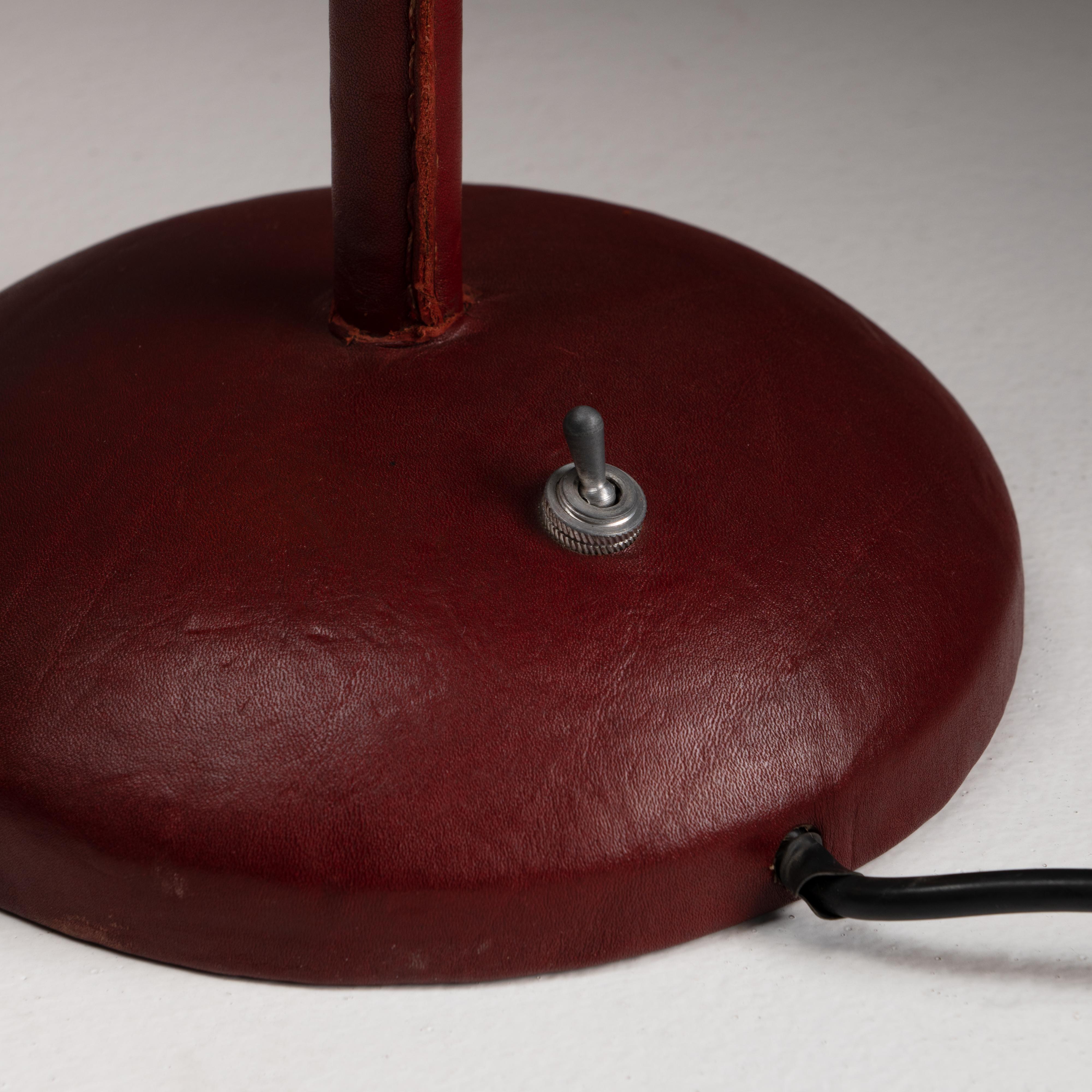 Late 20th Century Maroon Leather Table Lamps by Valenti 