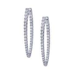 Marquee Shape White Diamond Hoops in 18k White Gold