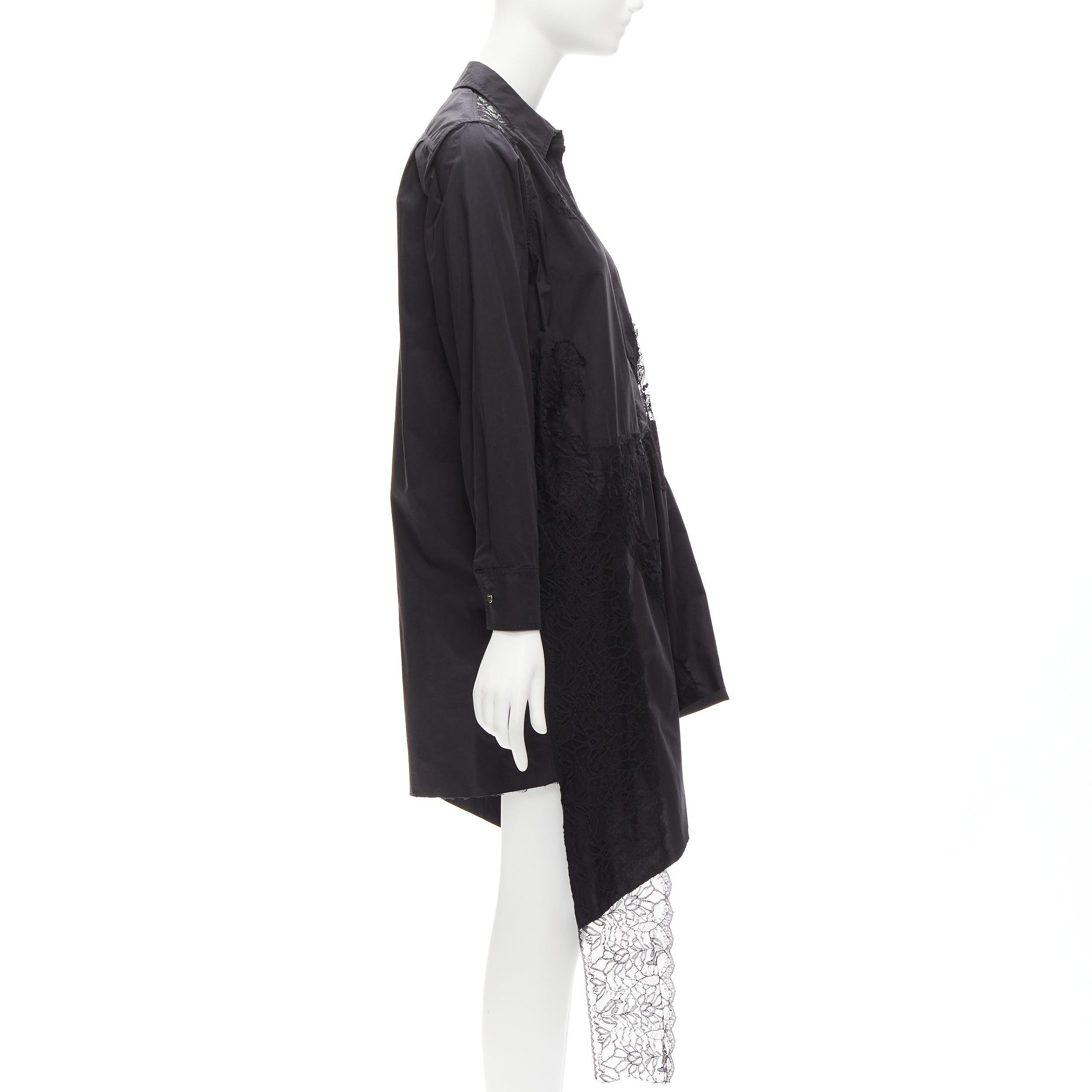 MARQUES ALMEIDA 100% cotton black lace applique cut out bias shirt dress XS In Good Condition For Sale In Hong Kong, NT