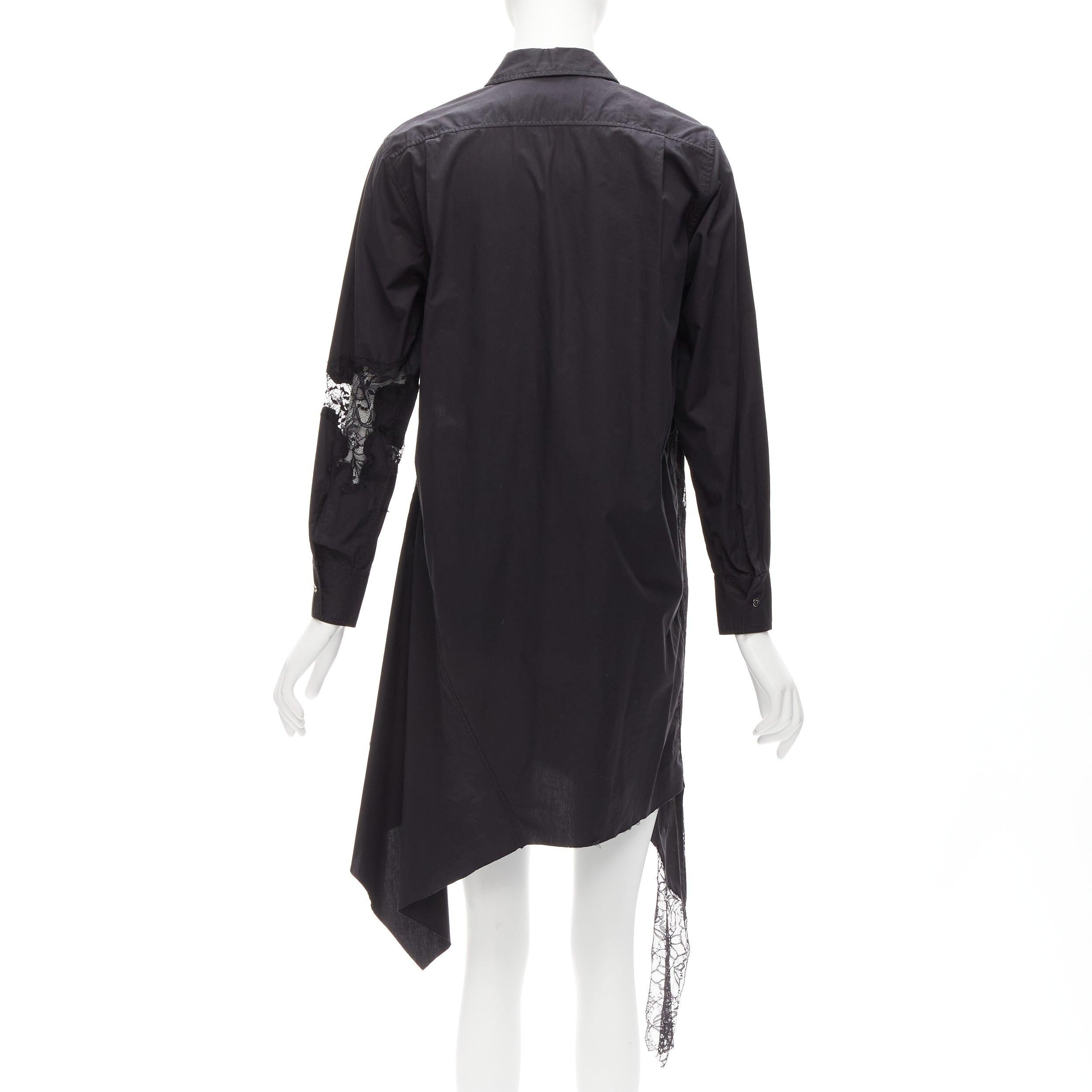 Women's MARQUES ALMEIDA 100% cotton black lace applique cut out bias shirt dress XS For Sale