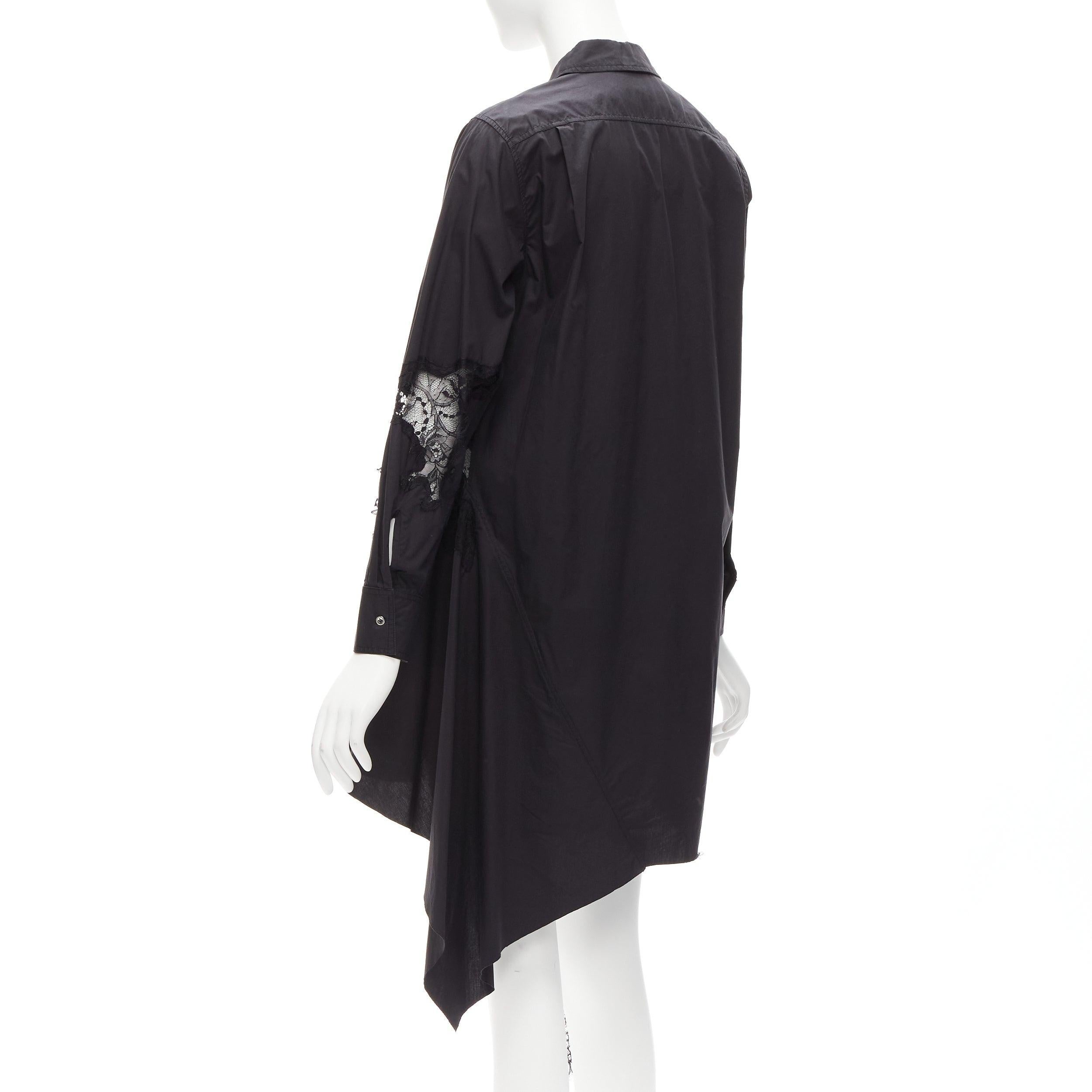 MARQUES ALMEIDA 100% cotton black lace applique cut out bias shirt dress XS For Sale 1