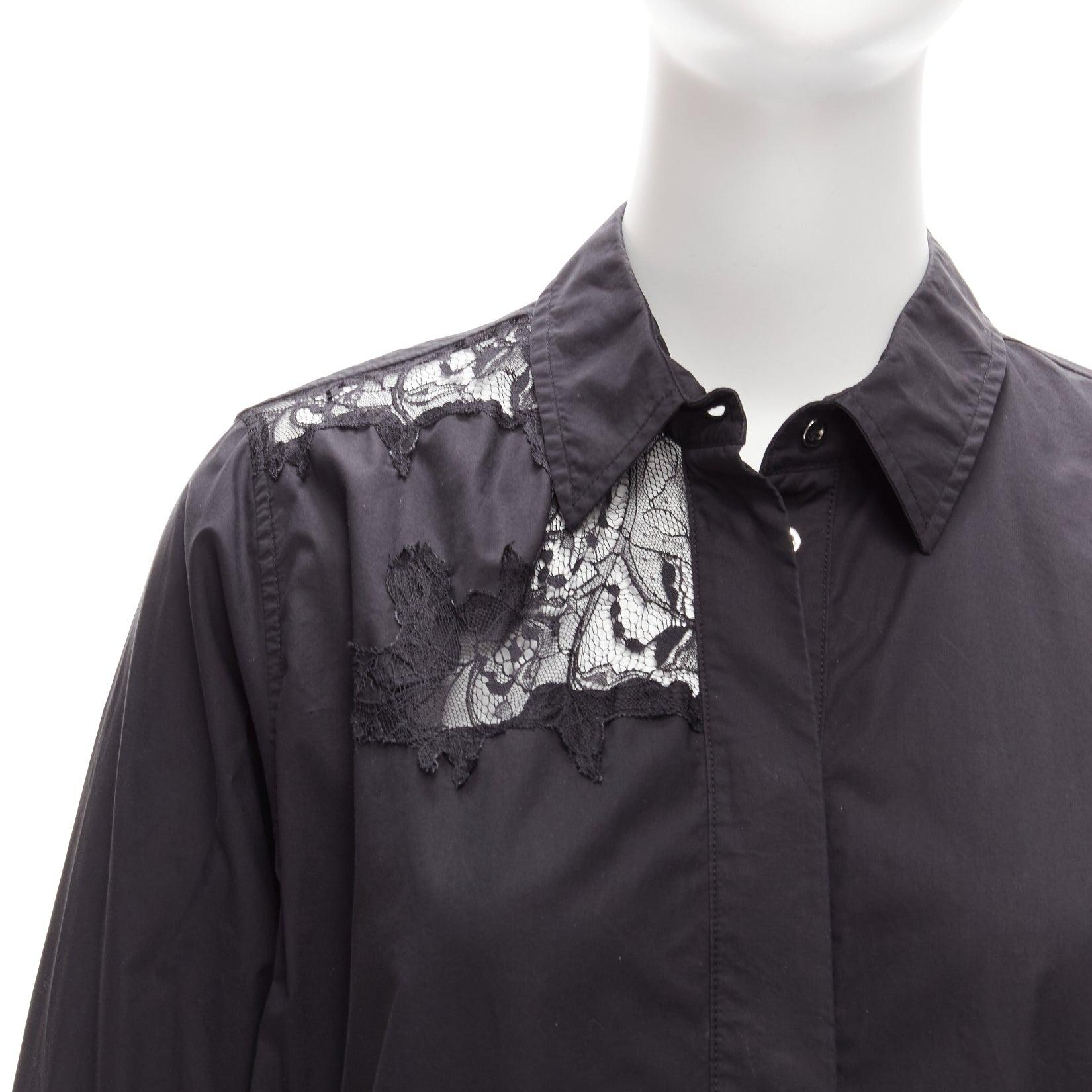MARQUES ALMEIDA 100% cotton black lace applique cut out bias shirt dress XS For Sale 2