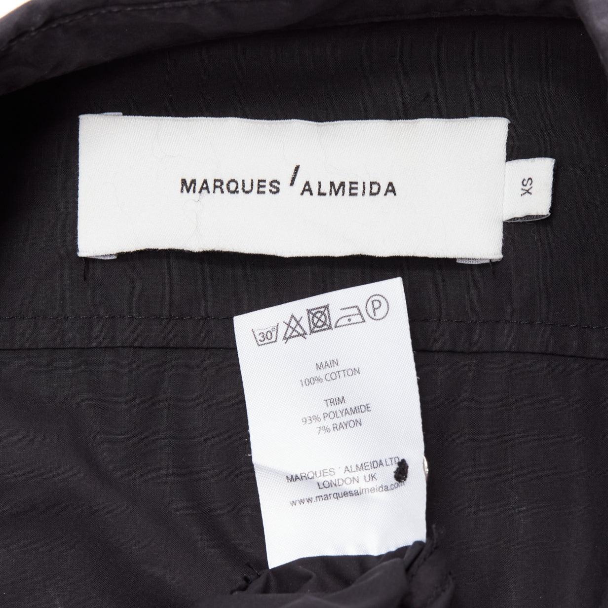 MARQUES ALMEIDA 100% cotton black lace applique cut out bias shirt dress XS For Sale 3