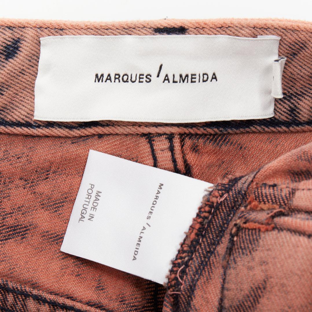 MARQUES ALMEIDA - Jupe safari effilochée en coton recyclé délavé à l'acide UK4 XXS en vente 3