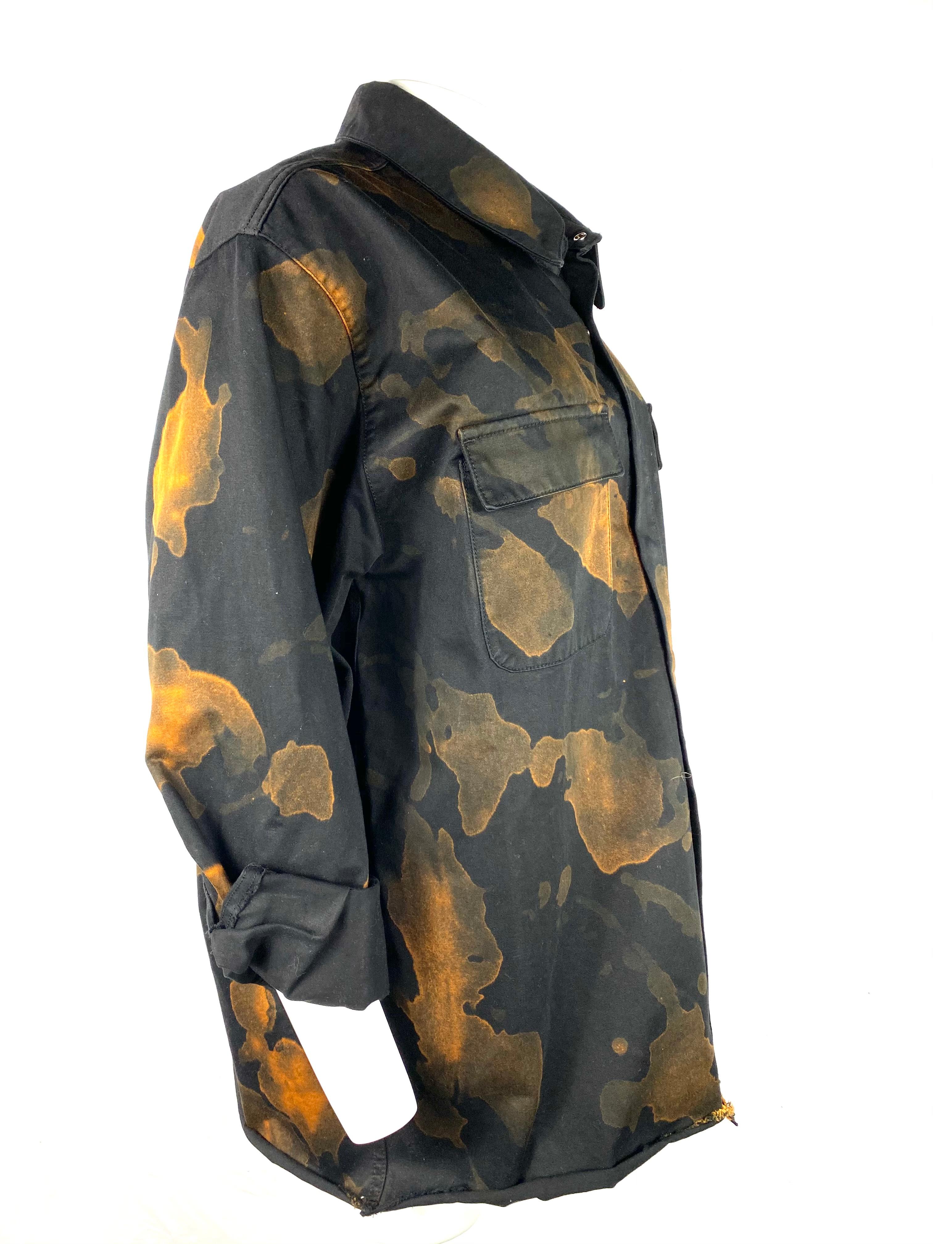 Marques Almeida Chaqueta camisera con botones negra y marrón, Talla XS Negro en venta