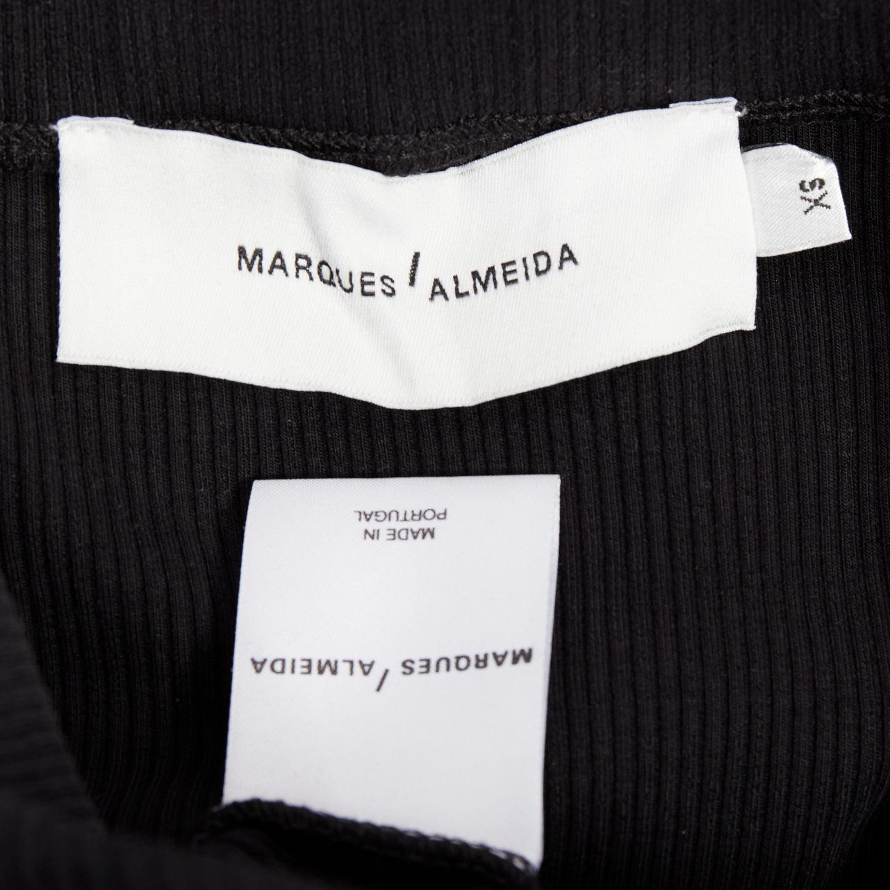 MARQUES ALMEIDA jupe à volants sirène en coton biologique noir côtelé XS en vente 3