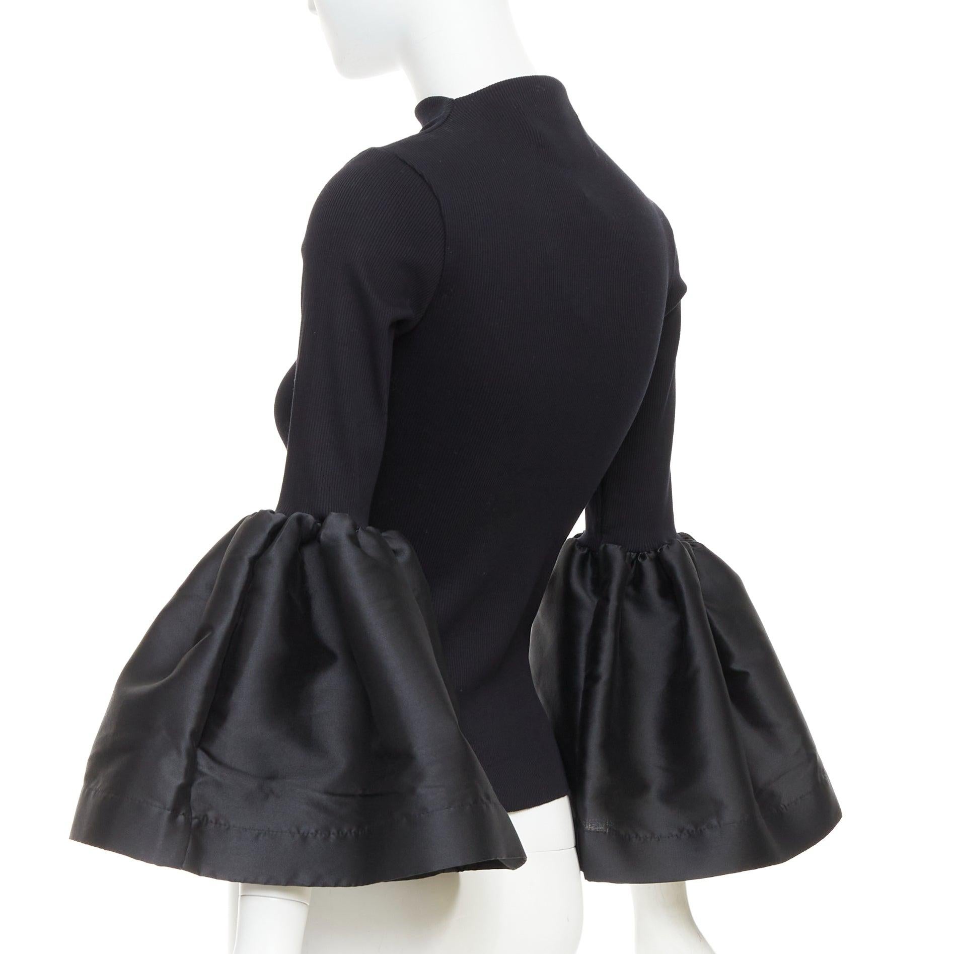 MARQUES ALMEIDA maglione nero in cotone organico con maniche a sbuffo XS in vendita 1