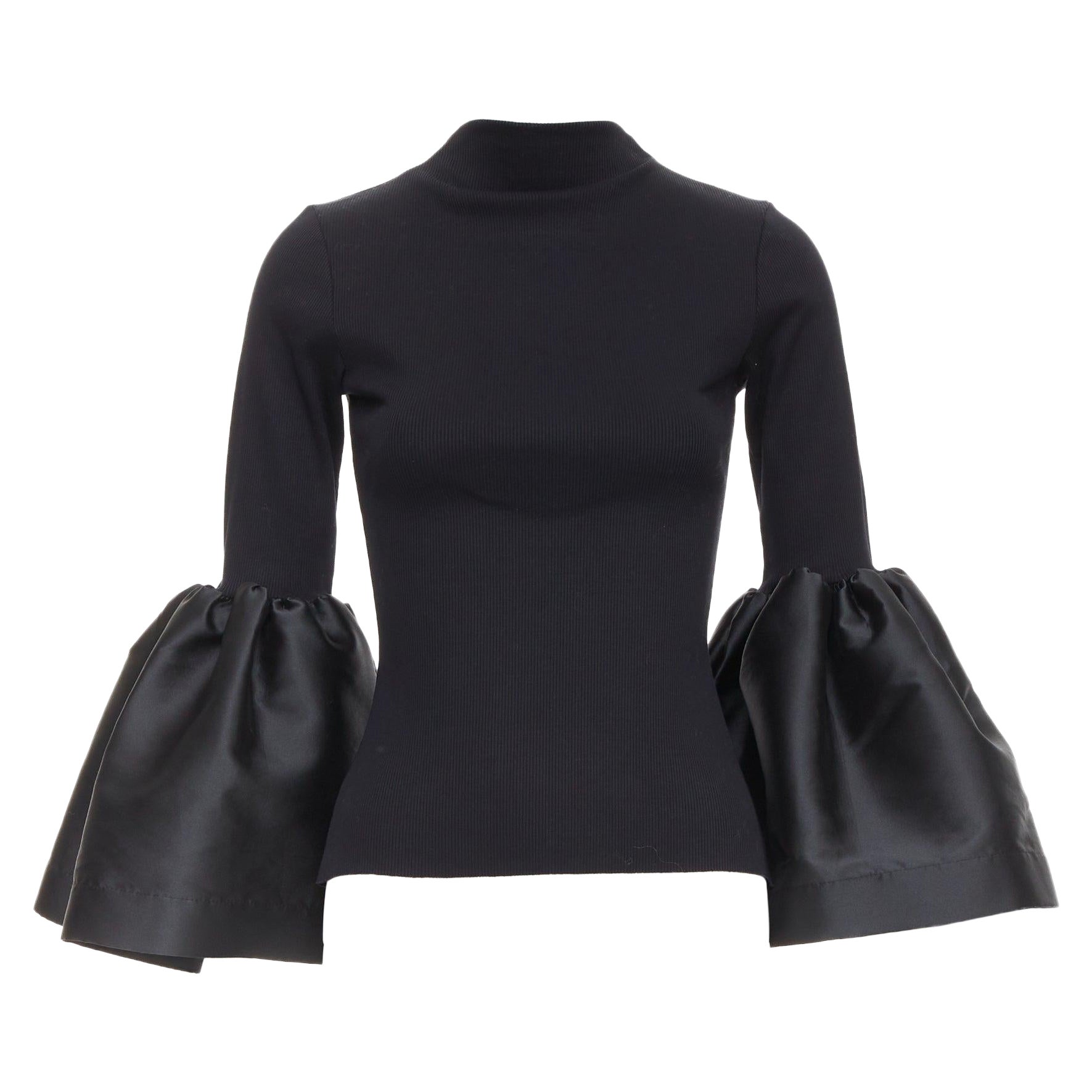 MARQUES ALMEIDA maglione nero in cotone organico con maniche a sbuffo XS in vendita