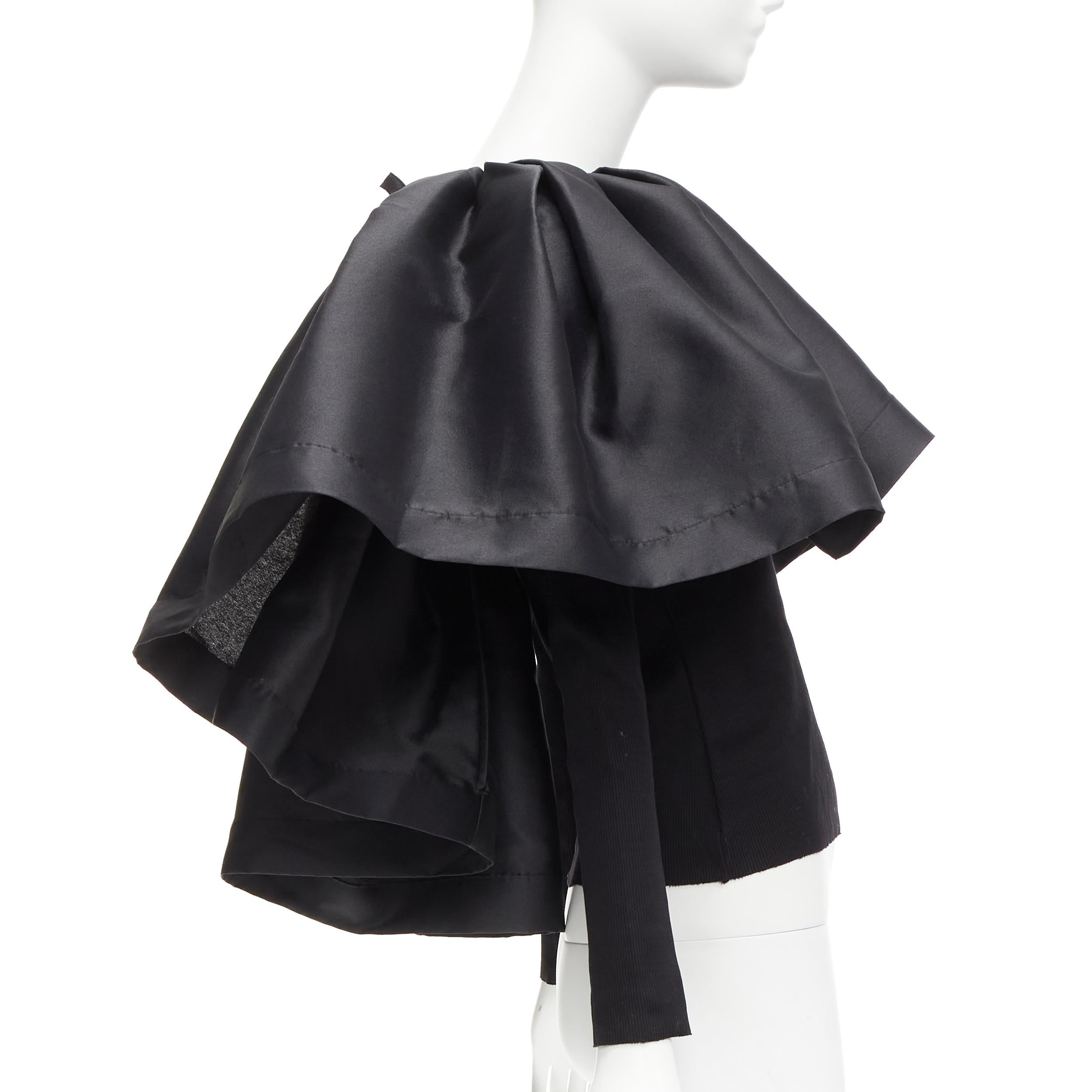 MARQUES ALMEIDA black organic cotton Victorian puff ruffle collar sweater XS In Good Condition For Sale In Hong Kong, NT