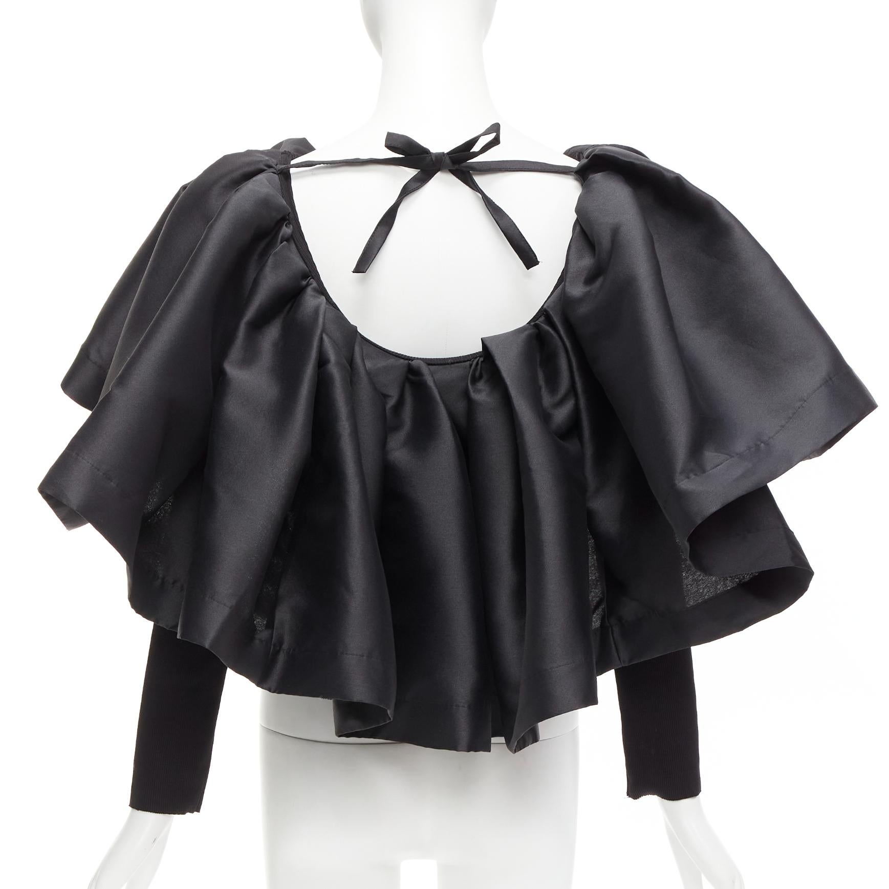 Women's MARQUES ALMEIDA black organic cotton Victorian puff ruffle collar sweater XS For Sale