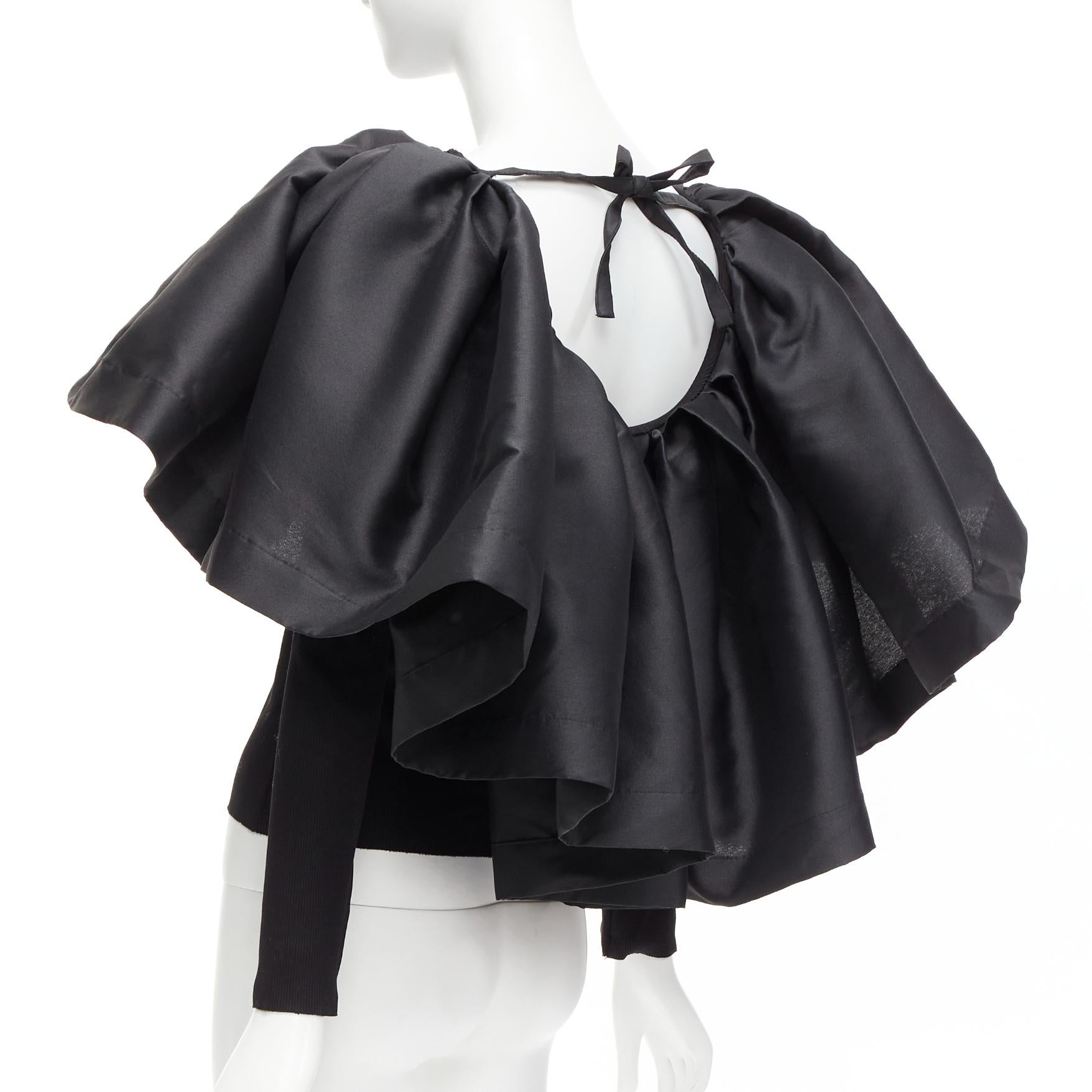 MARQUES ALMEIDA black organic cotton Victorian puff ruffle collar sweater XS For Sale 1