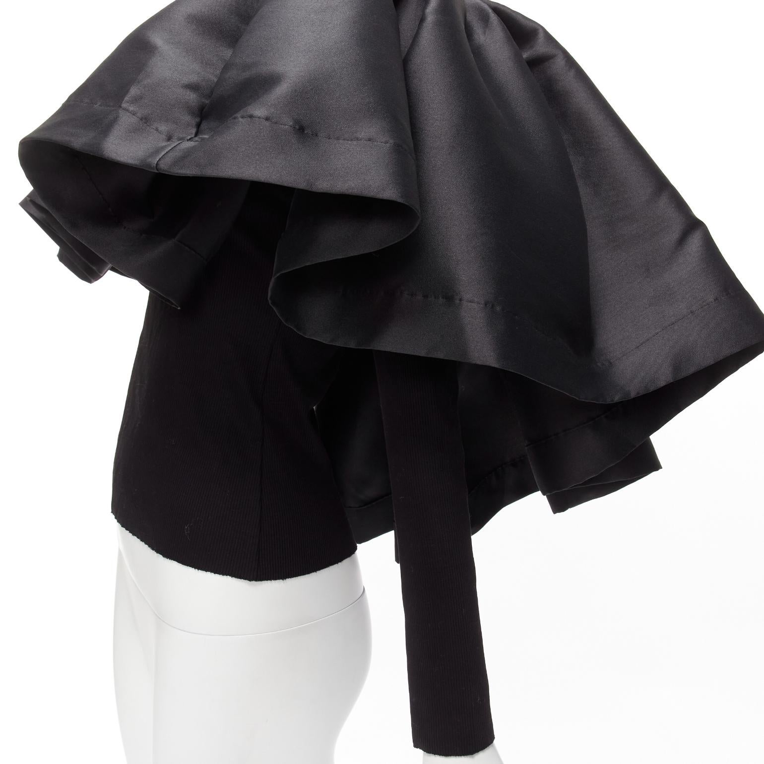MARQUES ALMEIDA black organic cotton Victorian puff ruffle collar sweater XS For Sale 2
