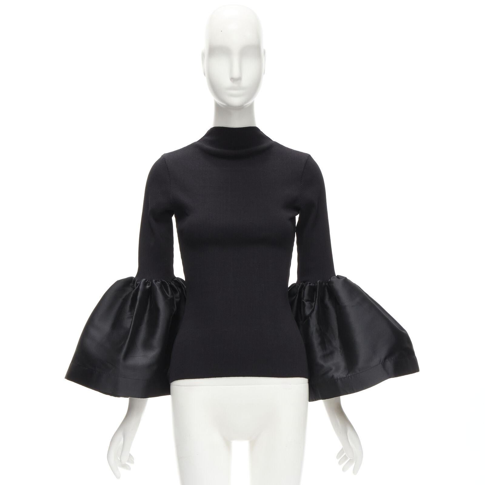 MARQUES ALMEIDA black turtleneck ribbed jersey puff sleeve top XS 6