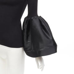 MARQUES ALMEIDA black turtleneck ribbed jersey puff sleeve top XS
