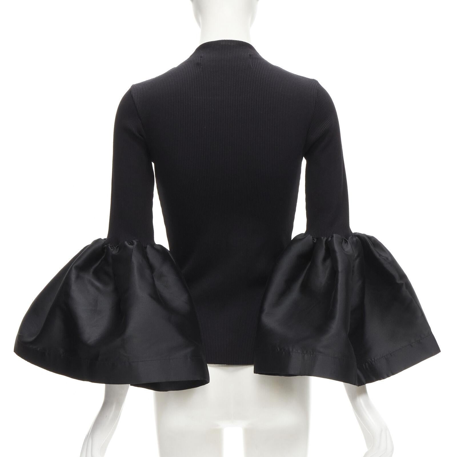 MARQUES ALMEIDA black turtleneck ribbed jersey puff sleeve top XS 1