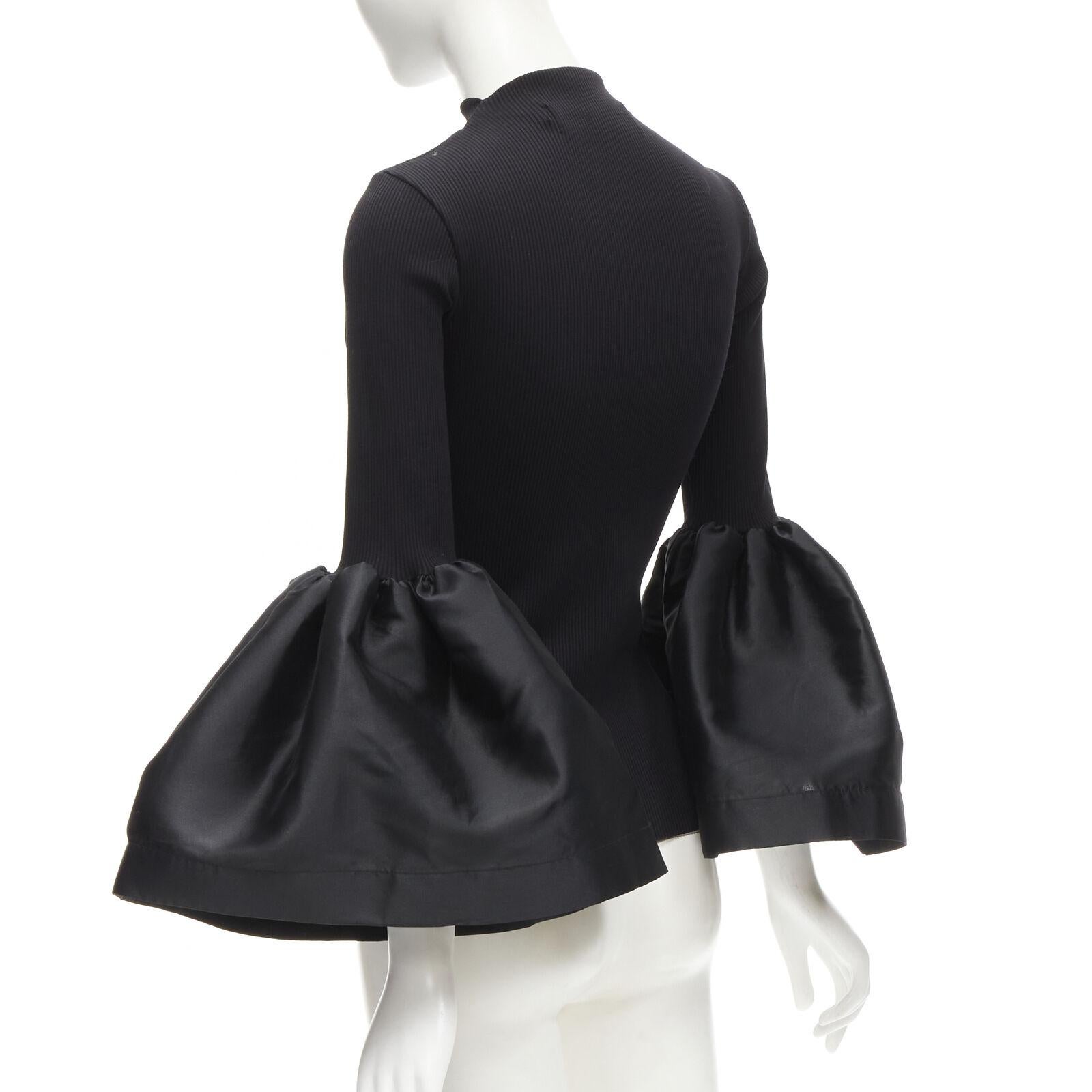 MARQUES ALMEIDA black turtleneck ribbed jersey puff sleeve top XS 2