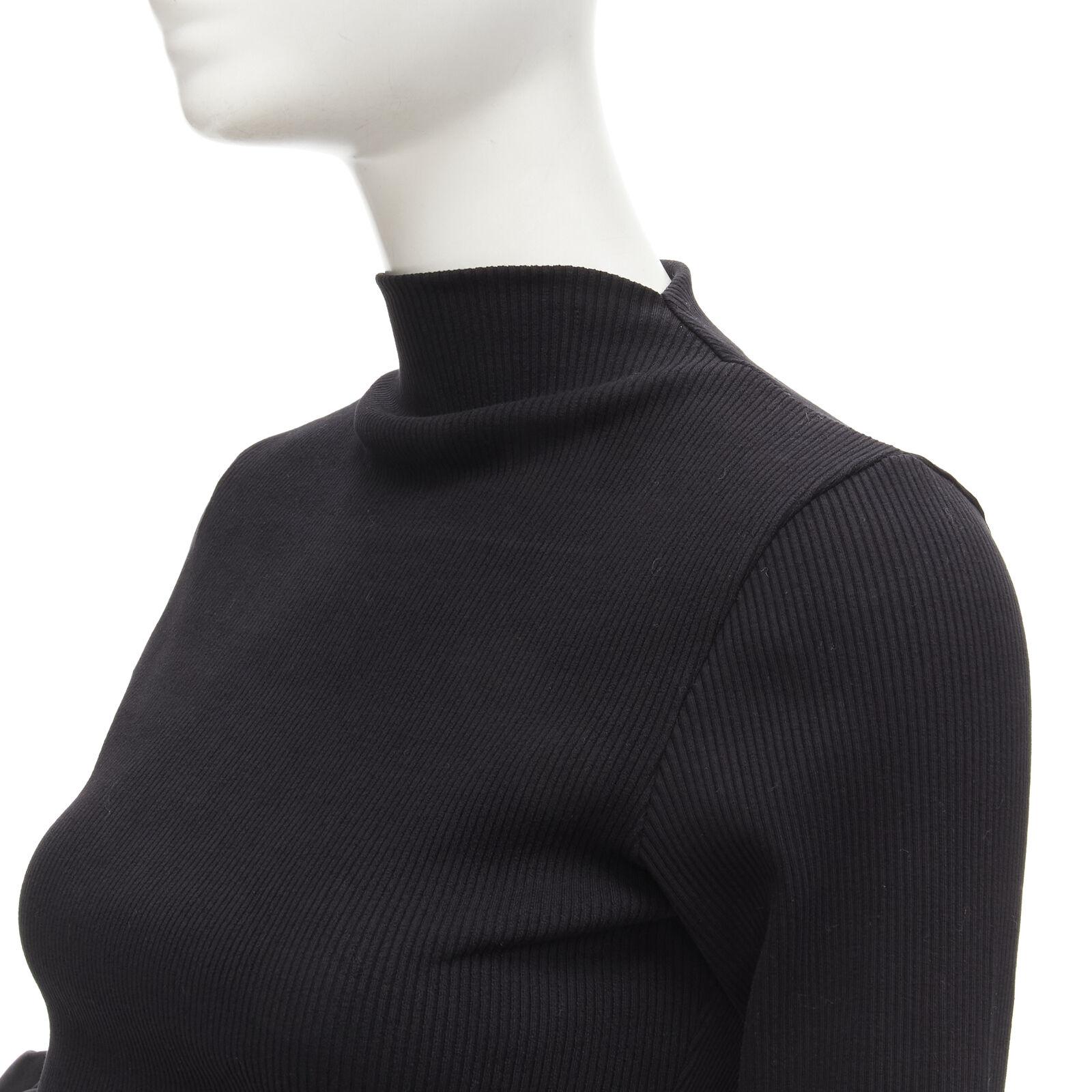 MARQUES ALMEIDA black turtleneck ribbed jersey puff sleeve top XS 3