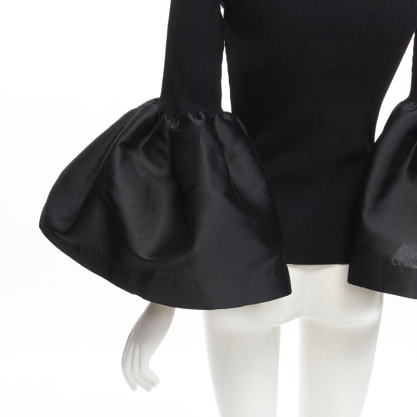 MARQUES ALMEIDA black turtleneck ribbed jersey puff sleeve top XS 4