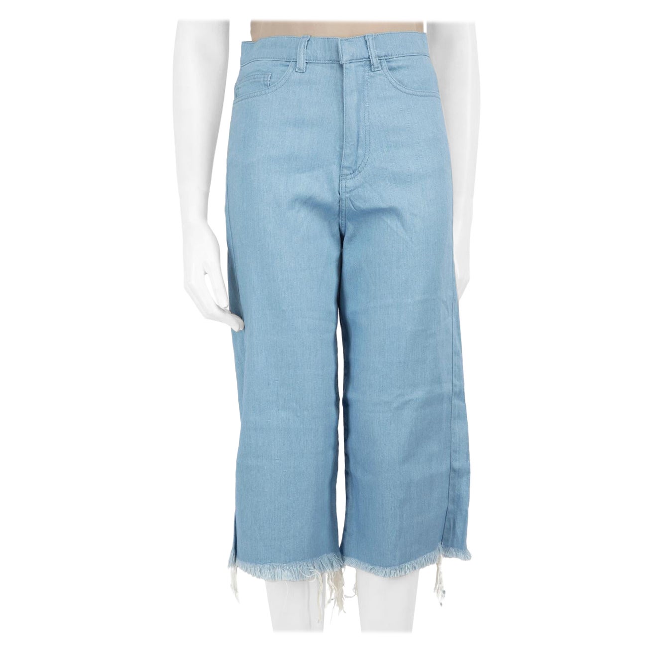 Marques Almeida Blue Denim Cropped Raw Hem Jeans Size S