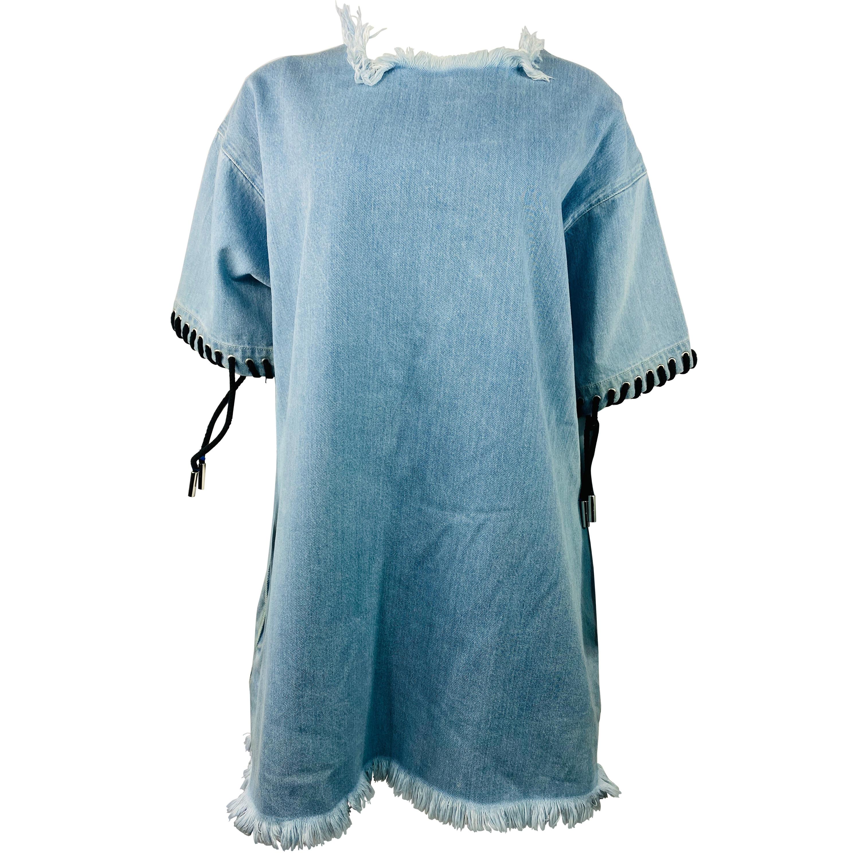 Marques Almeida Blue Denim Mini Dress Size XS For Sale